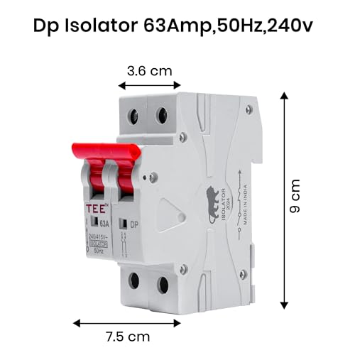 Image of Double Pole MCB Isolator Overload & Surge Protection | 10-Year Warranty | Durable Polycarbonate Housing | C-Curve 240-V (Standard Size, White) (MCB DP Isolator 63 AMP)
