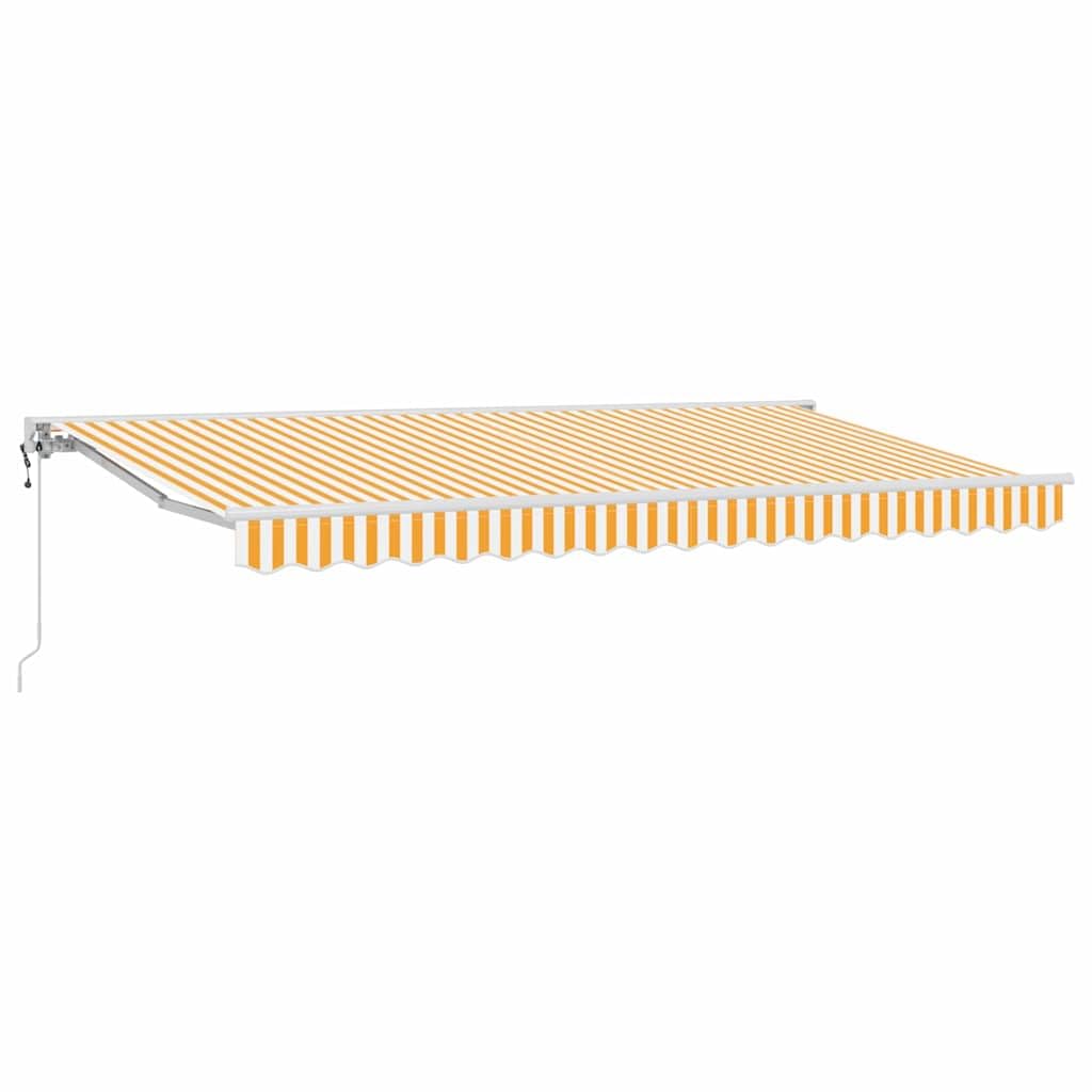 Tenda da sole retrattile 400 x 200 cm, colore giallo e bianco, con tessuto in poliestere rivestito in poliuretano e telaio in alluminio verniciato a polvere, manovella manuale o telecomando