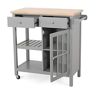 Christopher Knight Home Spark Contemporary Kitchen Cart with Wheels, Gray and Natural Christopher Knight Home Spark Contemporary Kitchen Cart with Wheels Gray and Natural