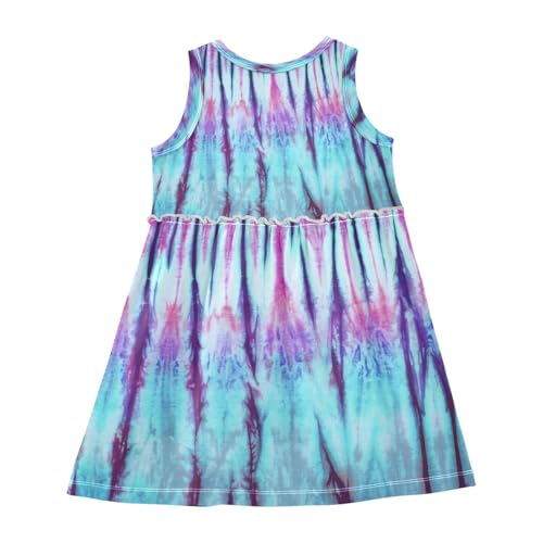 Girls Tie Dye Dress Sleeveless Dress Summer Cotton Sundress 6Y2
