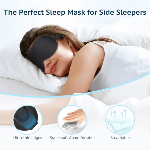 BeeVines 3D Sleep Mask for Women and Men, 100% Blackout Eye Cover for Side Sleepers (Pink)