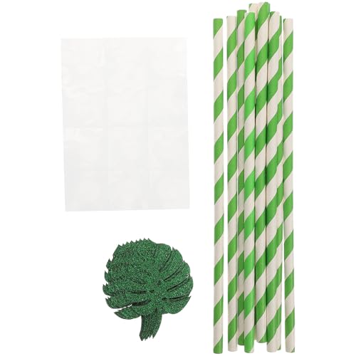 Pitillos decorativos de papel verde 20 cm 10 piezas miniatura 1