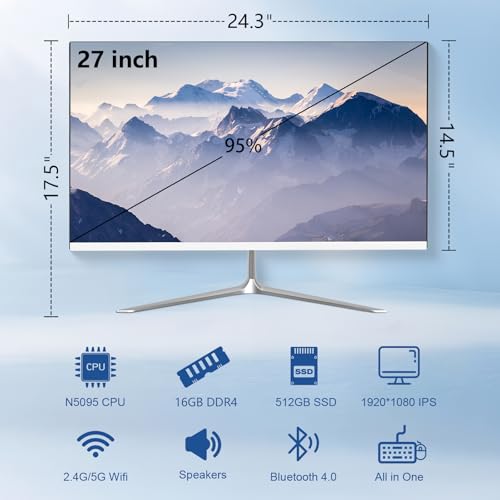 Image of All-in-One Desktop PC, 23.8 inch AMD Ryzen5-3500U, 8GB RAM, 512GB SSD, Full HD IPS Display, Wired Keyboard & Mouse, RGB Speaker (Black)