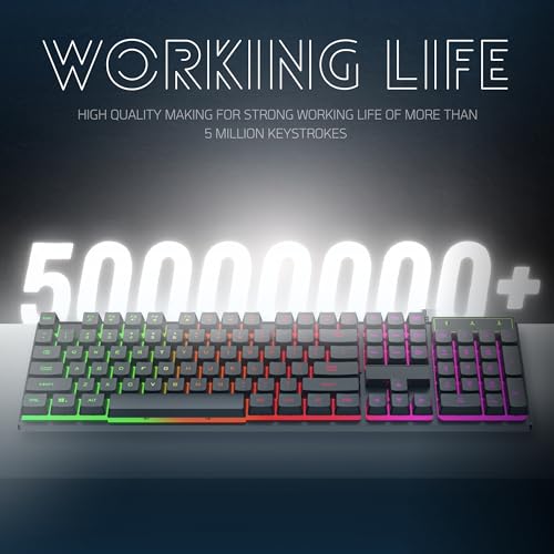 Dr Luxur® Fireball Ergonomic Keyboard and Mouse Combo, 104 Keys with Laser Keycaps, Rainbow Backlight Effect, Anti Ghosting Keys and Adjustable 5... - Image 6