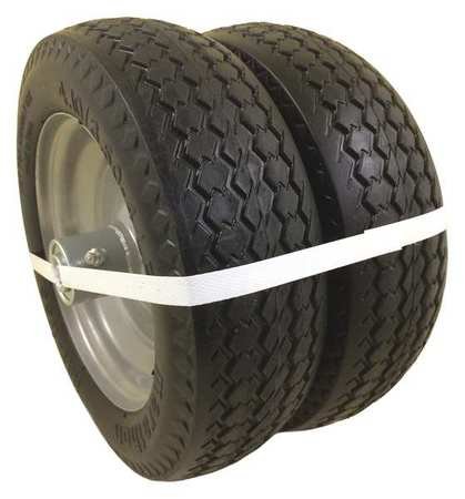 Flat Free Wheel, Polyurethane, Silver, PK2