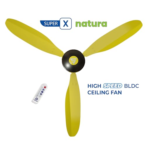 Image of Superfan Super Natura BLDC Ceiling Fan 1200mm | 35W 5 Star | 385 RPM 230 CMM High Speed | Remote Control | 5 Year Warranty | Energy Saving | 90-300V Wide Voltage (Mustard)