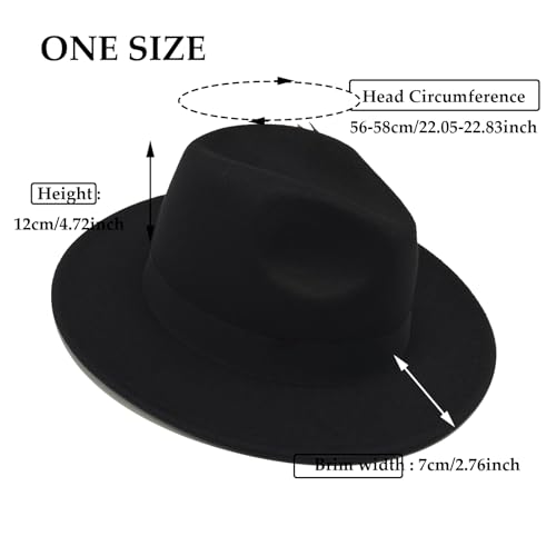 Image of Mens Fedora Hats Classic Wide Brim Fedora Hat for Women Men Dress Hats Panama Hat with Band