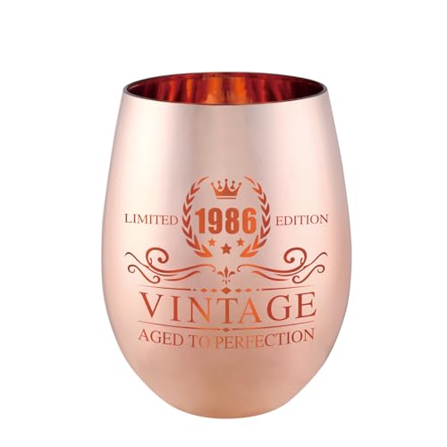 xilaxila 40th Birthday Gifts for Women - Vintage 1986 Wine Glass - 40th Birthday Decorations for Her - Funny Bday Present Ideas
