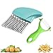 Cuchillo ondulado para verduras, Pelador, Cortador de la Cortadora de Viruta Ondulada de Patata de Acero Inoxidable Herramienta de Corte de Cocina para Patatas Zanahorias Pepinos (Azul)