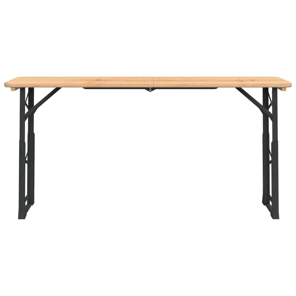 Höhenverstellbarer Biertisch Klappbar 170x50x75/105 cm Massivholz Tanne, Klapptisch mit stabilem Metallgestell für Gartenparty und Geburtstagsfeier