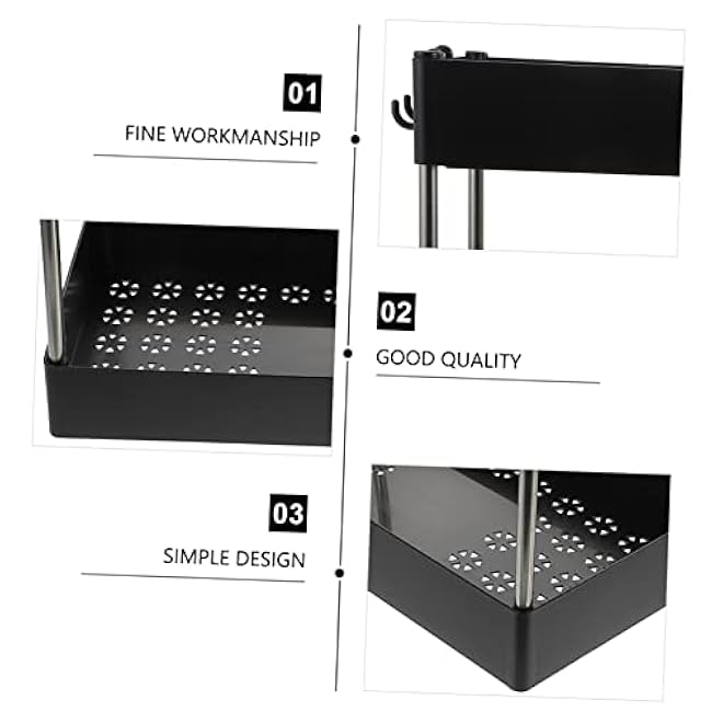 VICASKY Multipurpose Kitchen Rack Abs Dual Shelf Spice and Seasoning Storage Organizer with Non Slip Base for Desktop and Countertop Kitchen Cabinet Black