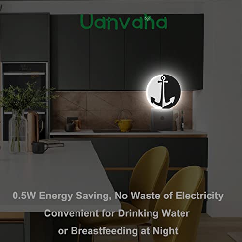 Image of Anchor Night Light Sea Ocean Nautical Anchor Black White LED Dusk to Dawn Plug-in Nightlight Auto Sensor for Bedroom Bathroom Hallway Living Room
