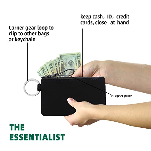 Donggangaji Classic Black Lanyard With Zip Id Case, Fashion Lanyard Wallet, Id Case Wallet With Lanyard，Cotton Lanyards With Wallet (Black-C) #TOP2