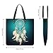 White Dream Catcher Feather Leather Tote Bag Soft Handbag Vintage Shoulder Purses Fashion Top Handle Bag Large Capacity