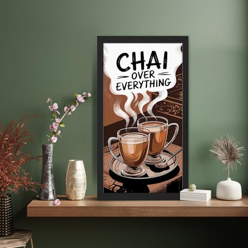 Image of NoWorries Wall art framed painting food posters for cafe decor (Synthetic wood frame) inch300 GSM premium art HD prints inch Wall painting for Home & Kitchen Decor (Pattern illustration)( Set of 1, Framed Painting) (BLACK, ART-12, 10X19INCHES)