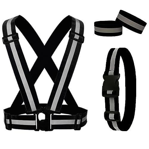 RUISHYY Reflective Running Gear Reflective Vest & Reflective Armband & Reflective Belt 3 Pcs Set...