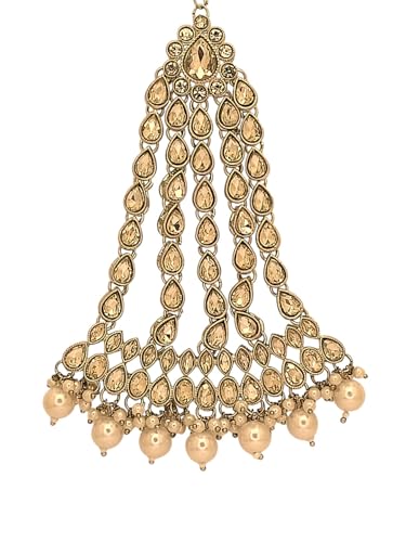 Image of Gold Plated Stone Studded Maang Tikka Head Jewellery For Women and Girls