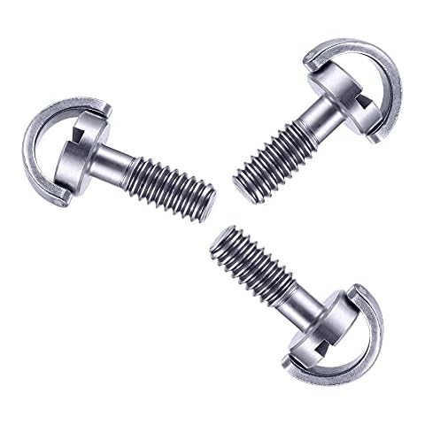 Xwell 1/4-20 Thread D-Ring Stainless Steel Camera Fixing Screws, Quick Release Adapter Screw for Camera Tripod Monopod QR Plate,D Shaft Quick Release Plate Mounting Screw 17mm Length-3 Pack Cover