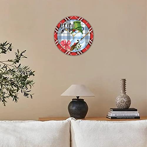 Horloge rustique de Noël quartz en bois Let It Snow - 4