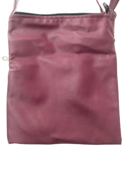 Image of Women Boho Style Burgundy Embroidered Crossbody Bag, Adjustable Strap Sling Purse with Zipper Pockets