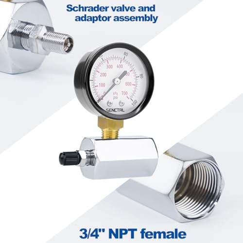 senctrl 0-100 psi gas pressure test gauge 234 dial size 3434 fnpt connection brass valve chrome plated steel body assembly