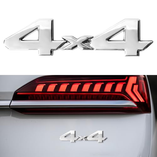 Image of 4x4 Emblem Sticker, Metal Car Emblems, 3D Fender Badge Decal Car Sticker, Universal 4X4 Emblem Badge 3D Logo Car Exterior Accessories Fit for SUVs Trucks Pickups (4X4, Silver)