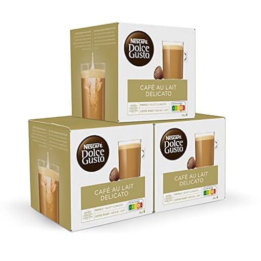 NESCAFÉ Dolce Gusto Café con Leche delicato - Cápsulas de Café, 48 Cápsulas (3 x 16) - Tueste medio con notas sutiles a caramelo - Originales para cafeteras Dolce Gusto | Ya disponible en tu tienda friki favorita! En mundofriki.es! NESCAFÉ Dolce Gusto Café con Leche delicato - Cápsulas de Café, 48 Cápsulas (3 x 16) - Tueste medio con notas sutiles a caramelo - Originales para cafeteras Dolce Gusto | Ya disponible en tu tienda friki favorita! En mundofriki.es!