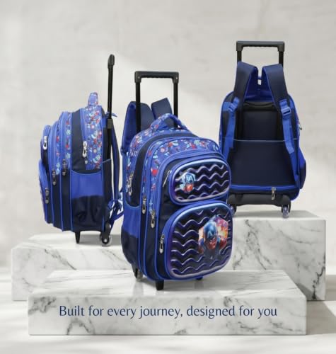 Image of ADSON 3D Embossed School Trolley Bag Large School Bag for Boy Girl, Kids School Bag, Travel Backpack for Girl Boy, Ideal for Children Trolley 16 Inch Water Resistant