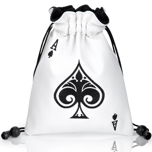 Golf Valuables Pouch, Leather Golf Ball Pouch Bag with Drawstrings,