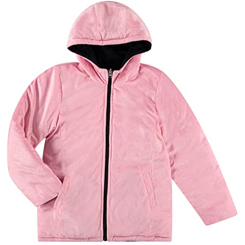 Juicy Couture Girls Reversable Coat, Faux Fur Hooded Winter Jacket, Warm Padded Parka Hoodie, Kids Heavyweight Winter Coat4