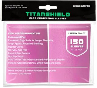 TitanShield (150 Sleeves/Bubblegum Pink Standard Size Board Game Trading Card Sleeves Deck Protector for MTG, Dropmix
