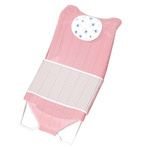 Image of Baby Bath Seat Support, Non Slip Mesh Cushion Portable Bath Tub Seat Net for Newborns to Toddlers Pink PP Material with Pillow and Slip Pad