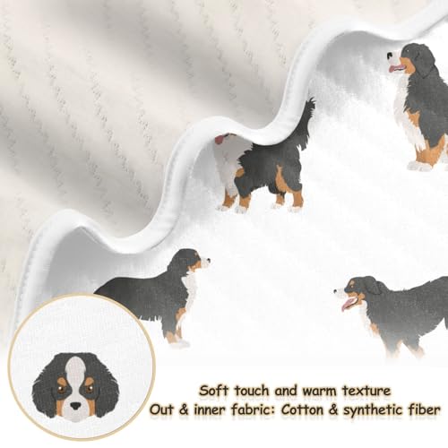 Image of vvfelixl Baby Bernese Mountain Dog Cotton Blanket - Lightweight Swaddle Blanket for Infants, Toddler, Boys, Girls - 30 inch X 40 inch, Puppy