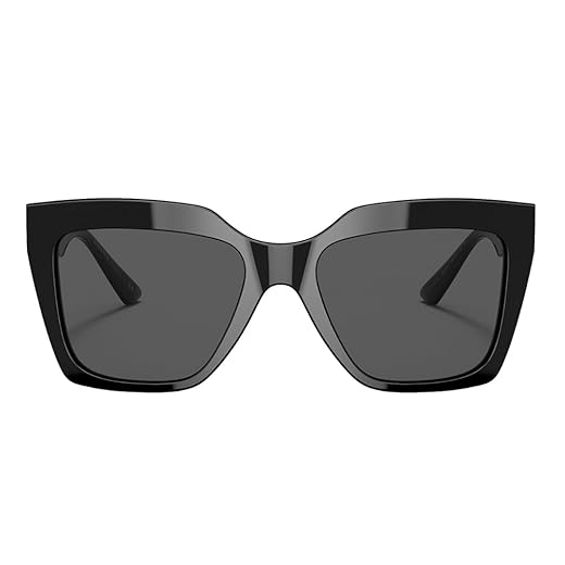 Versace Óculos de sol femininos armação preta, lentes cinza escuro, 56 mm, Preto