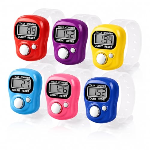 Image of Digital Finger Counter 2 Pack, Multi-Color Electronic Tally Clicker Counter with LCD Display and Adjustable Ring for Counting, Sports, Crochet, Prayer & Inventory | Pack of 2 Digital Counters - Convenient set of 2 finger tally counters for multiple counting needs.