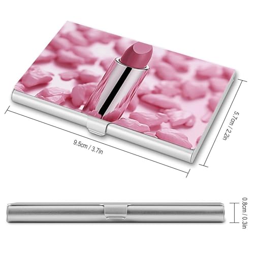 Slim Metal Business Card Holder - Lipstick Pattern Aluminum Alloy Card Case with Buckle Closure, Holds 20 Cards & Cash, Professional Credit Card Size ID Holder for Men Women Gift2