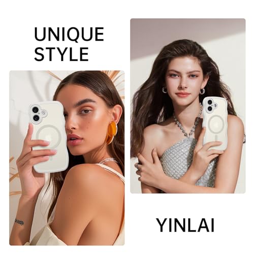 Image of YINLAI for iPhone 17 Case 6.3-inch [Compatible with MagSafe] [Soft Silicone] [Curly Wave] [Anti-Fingerprint] [Full Body Military Shockproof], Light Grey