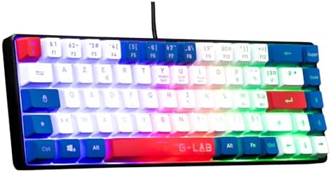 Produits high tech 64 The G-Lab Keyz Hydrogen, Clavier Gamer 60%, Semi-mécanique Filaire Azerty, Rétroéclairage Multicolore- Mini Clavier Gamer Silencieux, Format Compact TKL - PC/PS5 (Bleu/Blanc/Rouge)