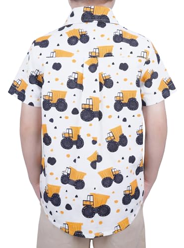 Image of Boys Hawaiian Button Down Shirt, Pure Combed Cotton Short Sleeve Size 3-15Y