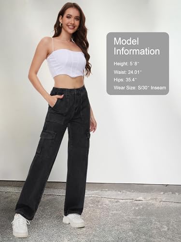Image of Tapata Women's 26 inch /28 inch /30 inch /32 inch /34 inch Cargo Jeans Straight Leg Short Petite Regular Tall Denim Relaxed Y2K Pants