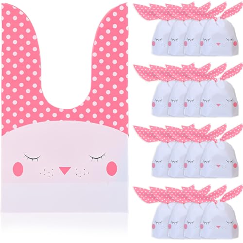 BAHME 50 Pcs sacs cadeaux de Pâques en forme de lapin de Pâques, pour fête d'anniversaire d'enfant, bonbons, biscuits, sacs de Pâques, jolis sacs avec...