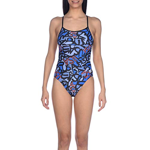 Arena USA Allover Booster Back MaxLife One Piece Swimsuit, Navy Multicolor - Black, 40