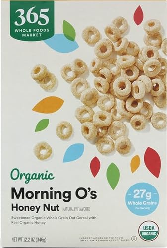 MORNING O'S HONEY NUT FLAVORED SWEETENED ORGANIC WHOLE GRAIN OAT CEREAL WITH REAL ORGANIC HONEY, MORNING O'S HONEY NUT