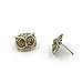niceeshop(TM) Vintage Art Deco Owl Head Charm Stud Earring (2 Pairs,Random Color)