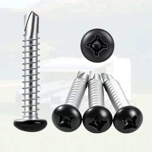 Vortissza 150 Pcs RV Screws Black #8x1 Pan Head Metal