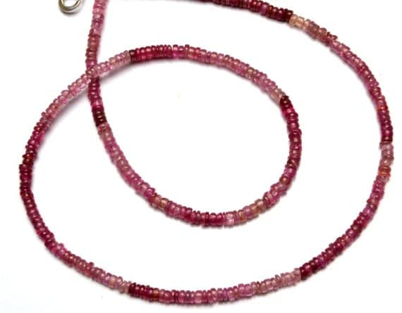 Perles saphir rose 3mm fil heishi pierre naturelle pour création bijoux