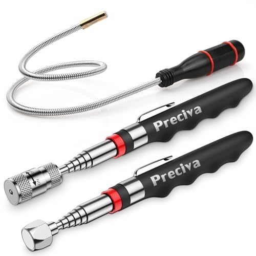3PCS Kit d'Outils Magnétiques Télescopiques,Preciva 16LB Gadget Magnétique，8LB LED...