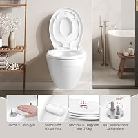 WOLTU Kinder Familien WC Deckel, Toilettendeckel mit integriertem Kindersitz, Klodeckel mit Magnet-Anschluss, Toilettensitz abnehmbar mit Absenkautomatik Weiß Oval – Ansicht 5