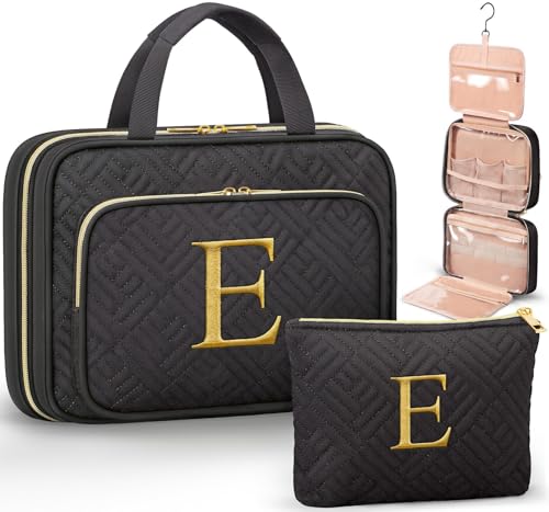 Personalized Gifts for Women, Initial Toiletry Bag Hanging Travel Organizer & Makeup Cosmetic Bag with Embroidery Letter Teacher Appreciation Gift Birthday Valentines Gifts for Mom Wife Friend Sister
