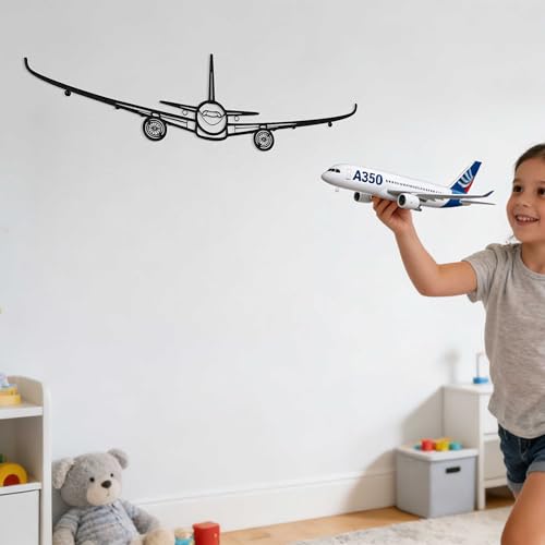 Zckjnoi A350 飛行機メタルウォールアート – ミニマリスト エアバス A350 航空装飾 自宅、オフィス、またはパイロットギフト用 – 航空愛好家のための耐久性のある飛行機ウォールアート 子供のための飛行機ウォールアート [3]